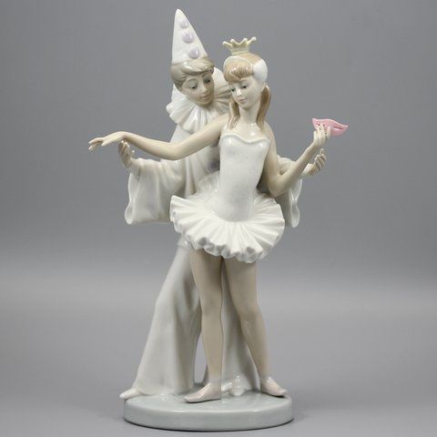 LLADRO "CARNIVAL COUPLE" #4882 FIGURINE CLOWN & BALLERINA DANCING