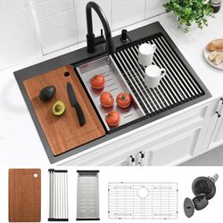 33x22inch kitchen stainless steel sink in a black diamond finish