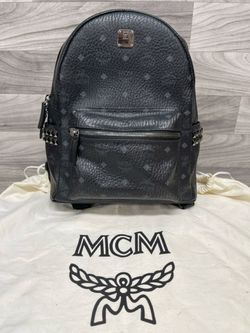 MCM Stark Side Studs Small Backpack Black Visetos (A1D028600)