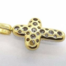 Women's 18k Two Tone Gold Diamond Religious Cross Crucifix Pendant 5.8G #32288