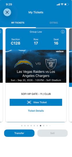 Raiders / Chargers Ticket Section 128 Row 17