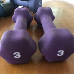 2 Three Pound Weights Dumbbells 