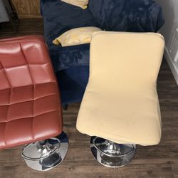 One Red Swivel Chairs Comes With 2 Beige Covers 