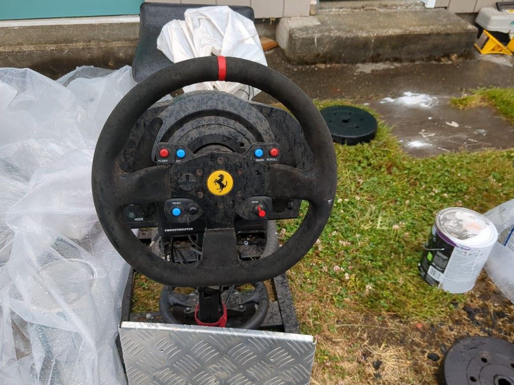 Thrushmaster Steering Wheel And Pedals On Stand