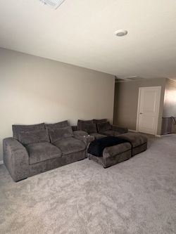 Large Gray Sectional Sofa with Ottoman
