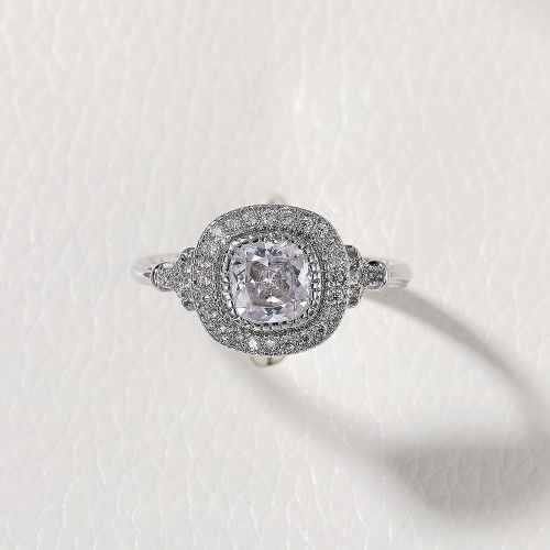 "Luxury CZ Shiny Gem Macro Pave Square Noble Dainty Wedding Rings, K932

