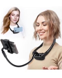 Cell Phone Stand, Neck Cell Phone Holder, Hand Free Flexible Gooseneck Phone Holder for Bed, Neck Phone Holder POV/Vlog Selfie Mount, Universal Multi-