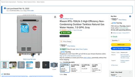 NIB Rheem tankless water heater