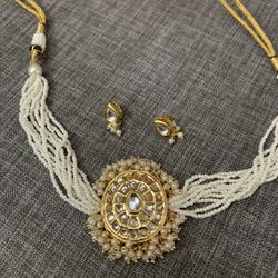 Kundan With Meena Back Choker & earrings Set 