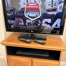LG 32” Smart TV; LG Blue Ray Digital Disc Player and TV Stand For The Components 
