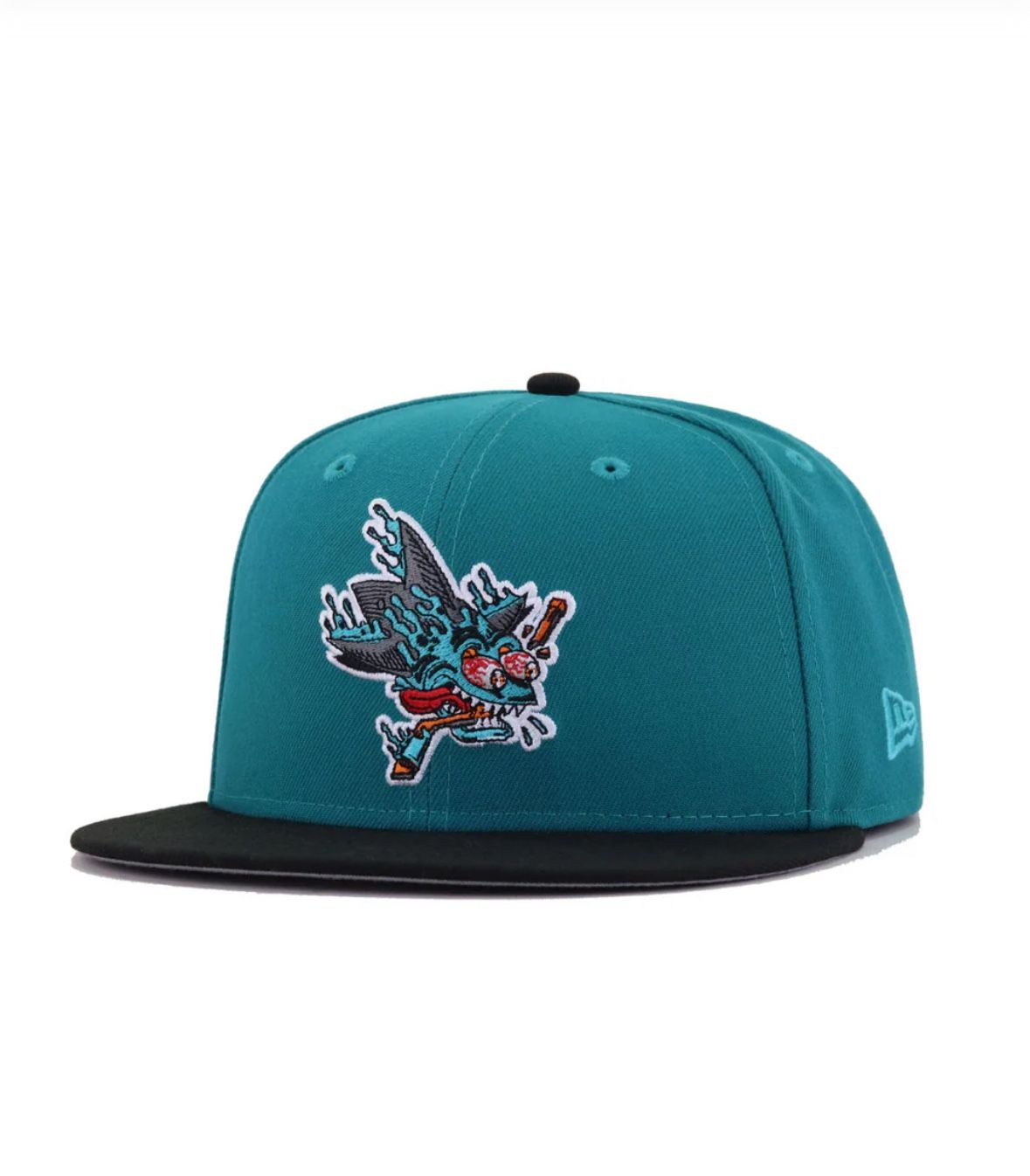New San Jose Sharks Santa Cruz Freak Black Teal New Era Fitted 7 1/4 GrayUV