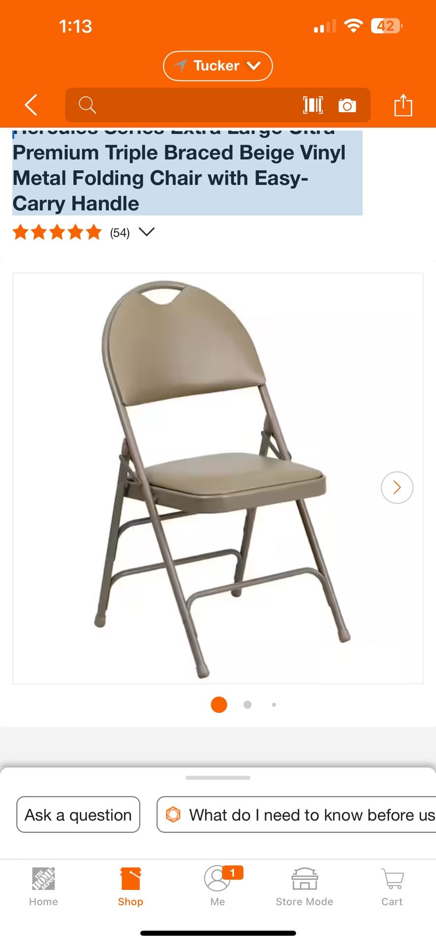Hercules Series Extra Large Ultra-Premium Triple Braced Beige Vinyl Metal Folding Chair with Easy-Carry Handle 4