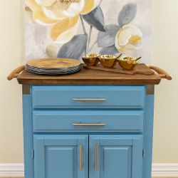 Kitchen Island / Rolling Prep Cart – Custom Refinished – Excellent Condition