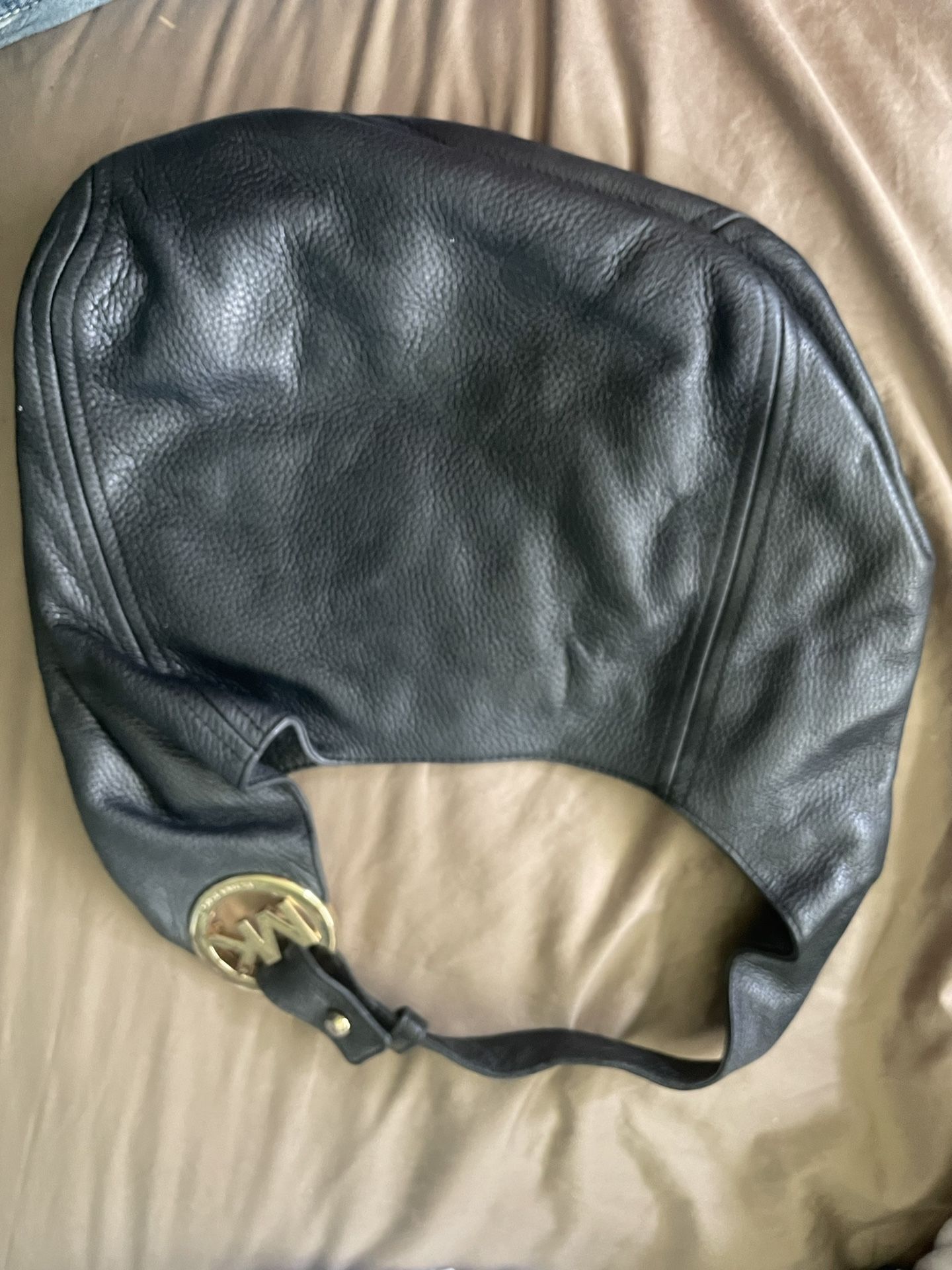 Michael Kors, Black Leather With Gold Hardware