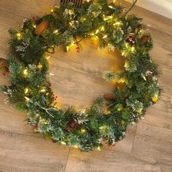 Large pre lit Christmas Winter Wreath