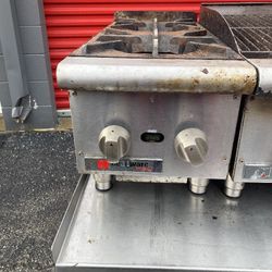 Stove 2 Burner $375 Charcoal Grill 2 Ft $575 Flat Top Grill $675 Table 6ft$285 Restaurant Equipment 