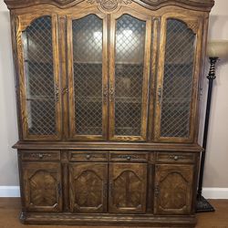 Elegant Solid Wood China Cabinet / Hutch – Glass Doors & Storage