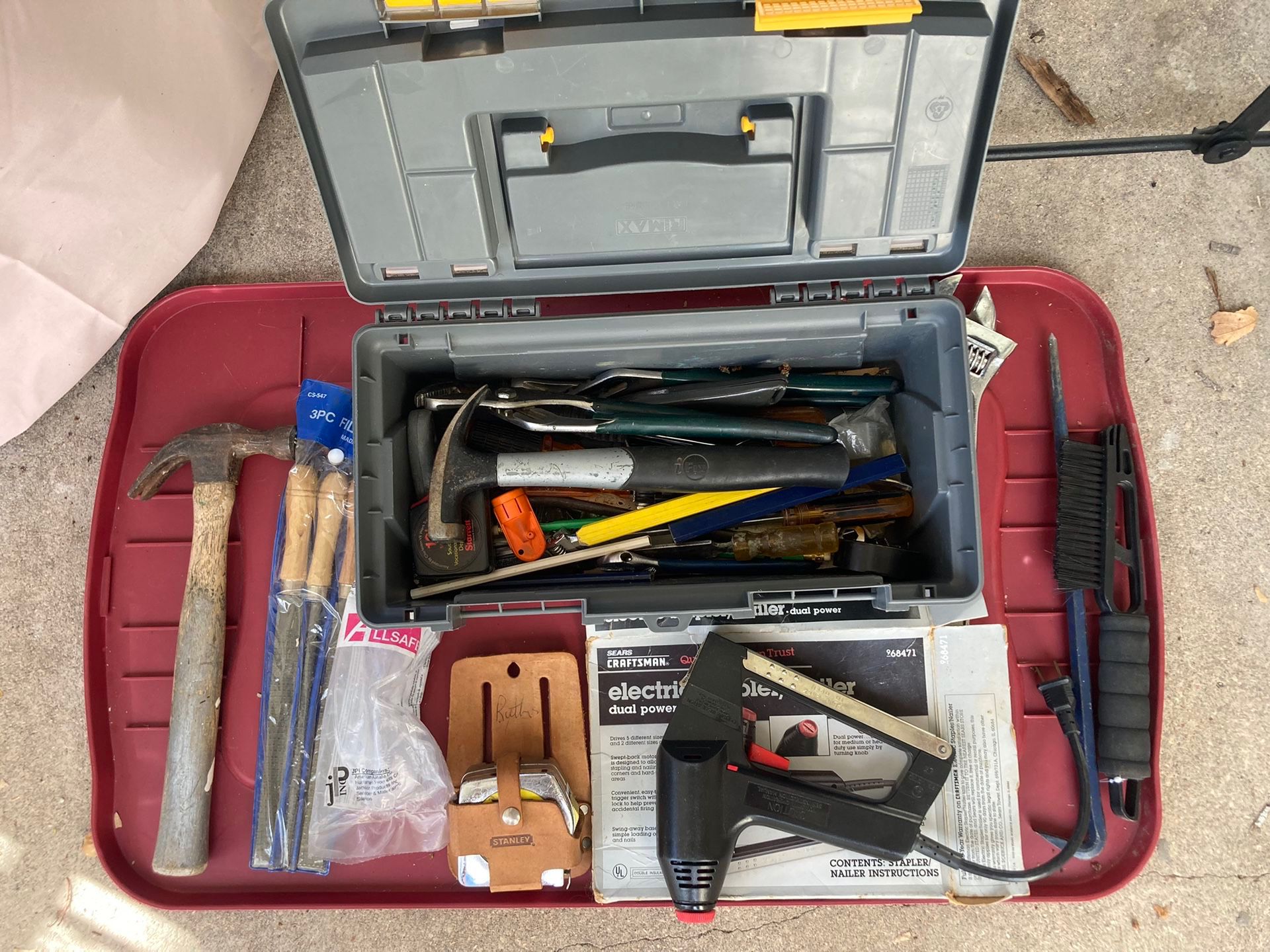 Workforce Tool Box With Tools & Electric Stapler Nailer