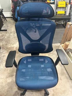 Blue Mesh Ergonomic Office Chair with Headrest