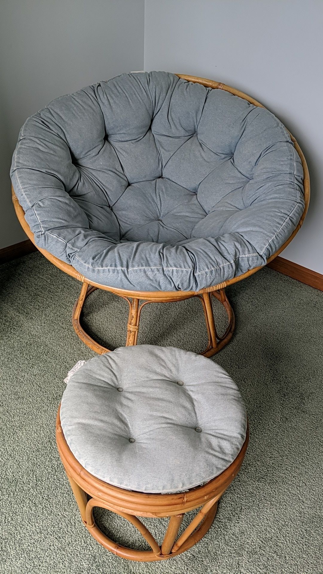 Blue papasan and matching stool