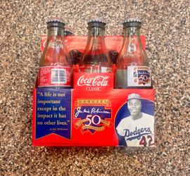 Vintage Coca-Cola Jackie Robinson 50 Year Anniversary Bottle Set