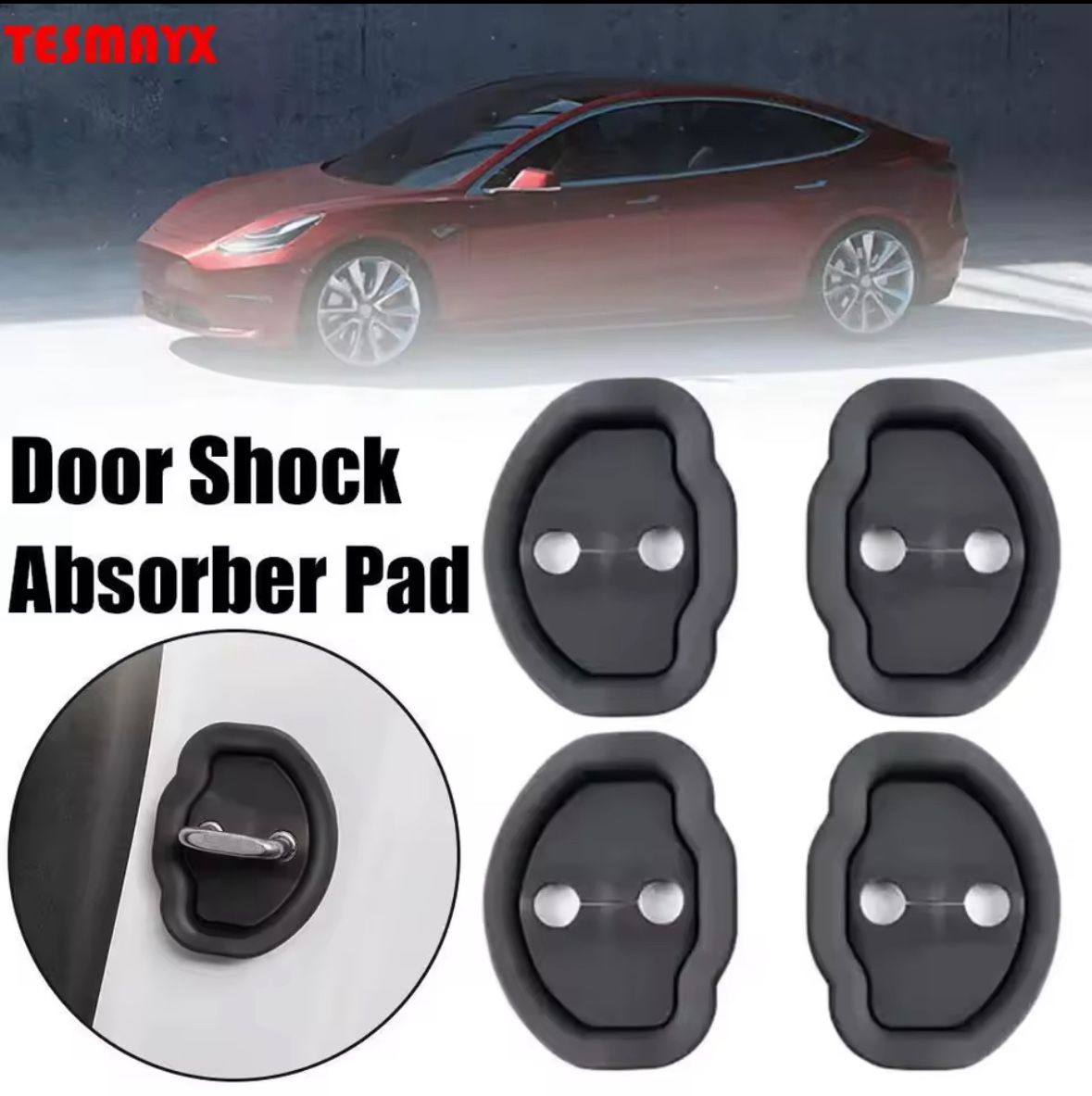 Door Shock Absorber Pad For Tesla Model 3 Y X S Highland 2024 2023 Flexible Lock Protector Silicone Auto Door Lock Latches Cover