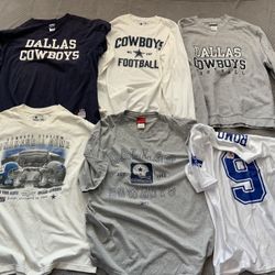 6 Dallas Cowboys Shirts - Short Sleeve T-shirts x3, Long Sleeve T-shirt x1, Sweat Shirt x1, Romo #9 Jersey Shirt x1  - Cowboys Stadium Inaugural Game