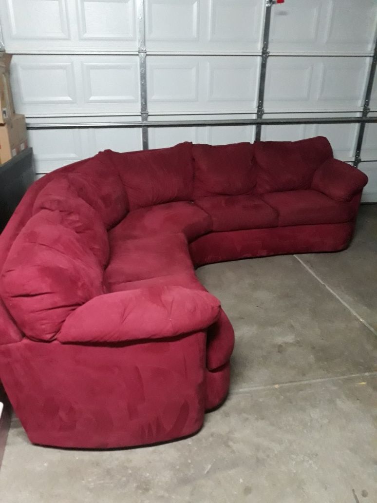 Red two-piece sectional couch