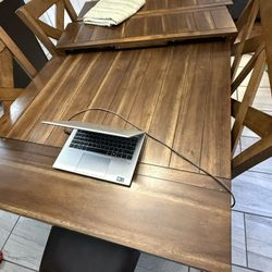Kitchen Table With 4 Chairs, Bench And Leaves