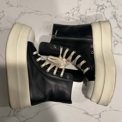 Rick Owens Drkshdws High Top Leather Double Bumper Sneaker Size 9