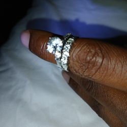 14kt White Gold Filled Engagement Ring Wedding Band Set