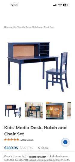 kids desk, hutch and chair