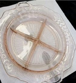 Handled Divided Dish Depression Glass Mayfield Pink Anchor