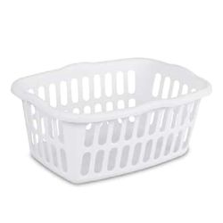 2 White Plastic Laundry Baskets