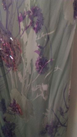 Pretty blue floral sequined and beaded summer formal gown size 9