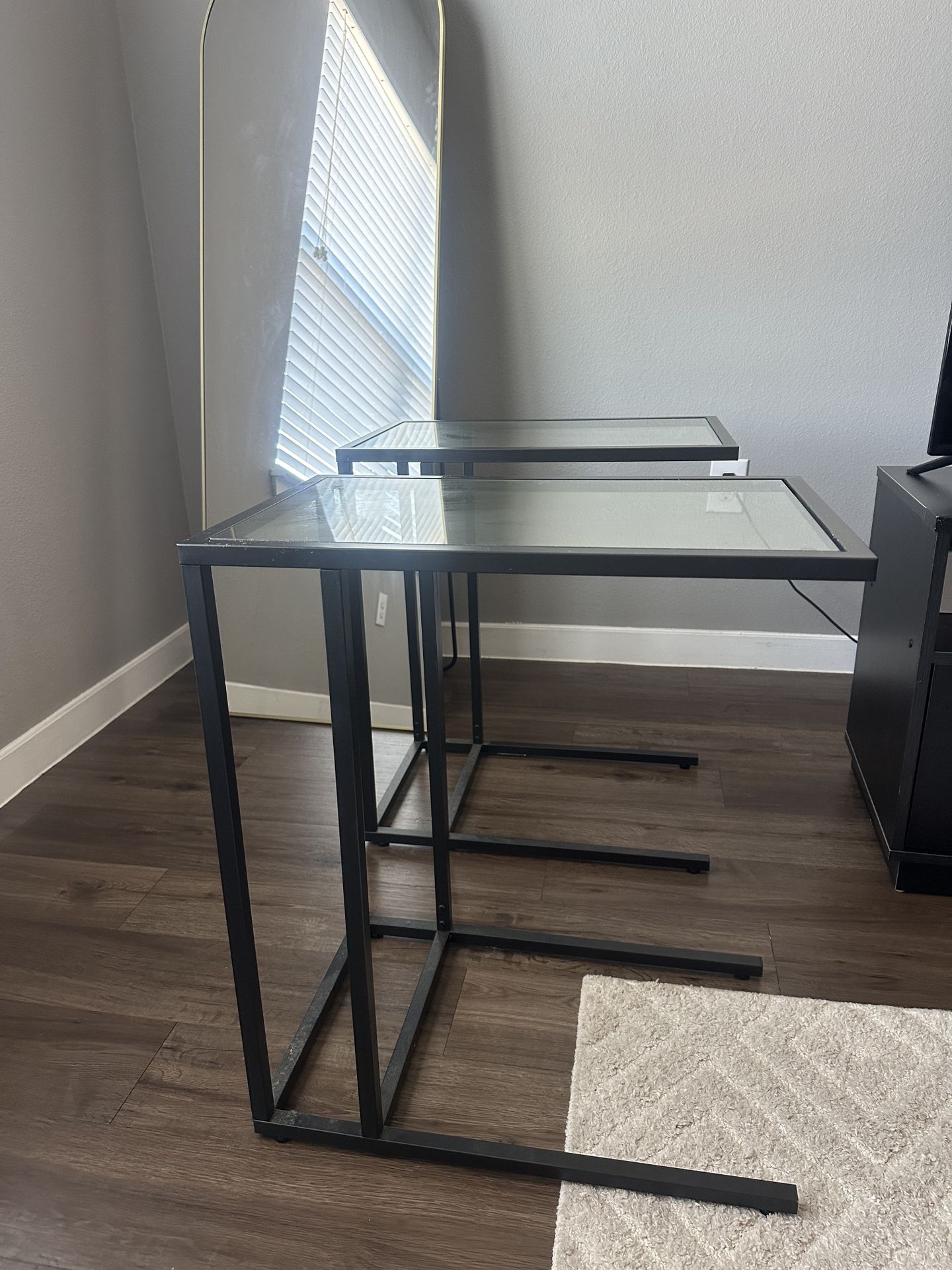 IKEA VITTSJÖ Side Tables – Black-Brown/Glass – Set of 2 – Like New