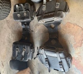 Black Leather Motorcycle Saddlebags Set