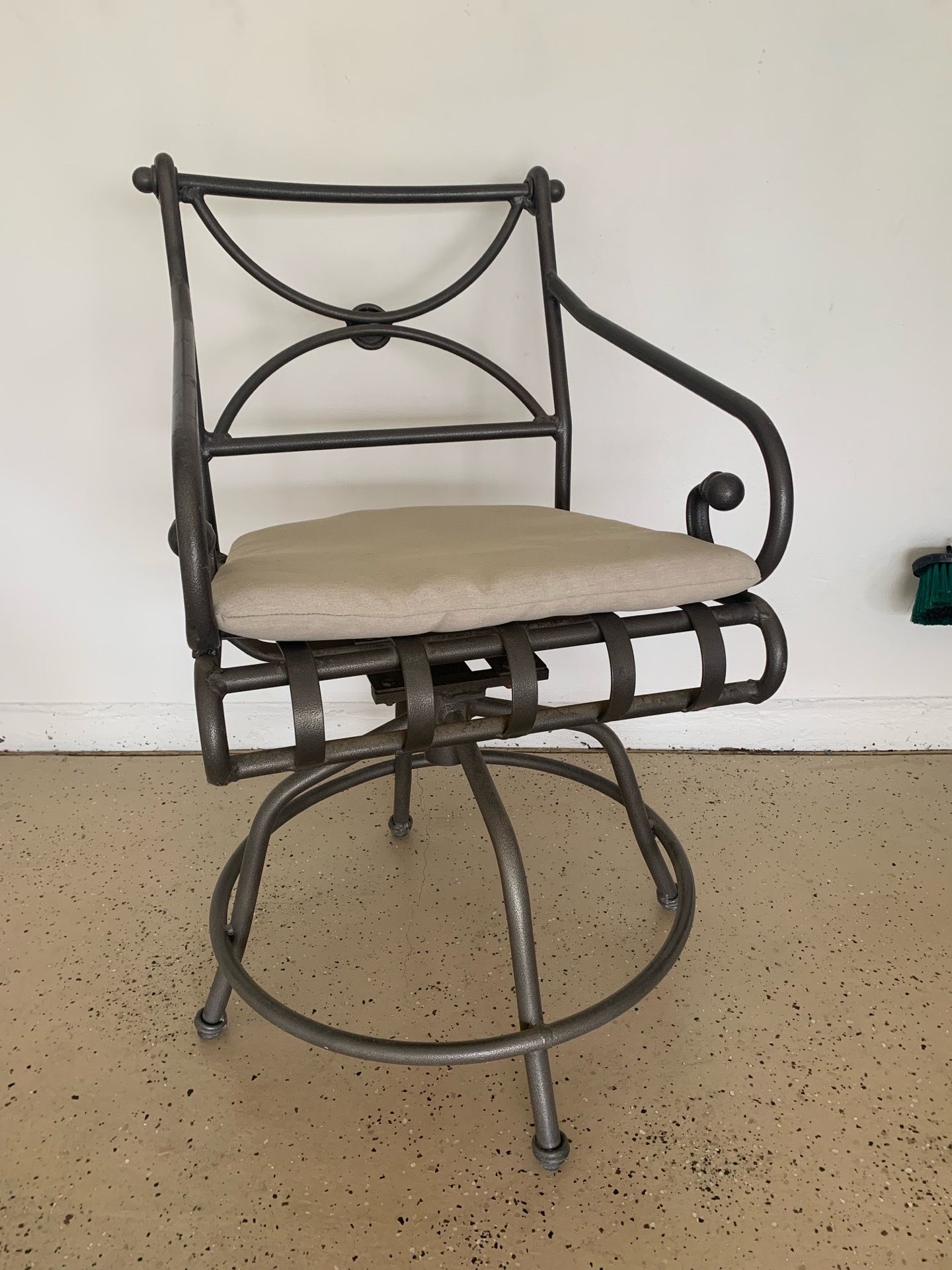 TWO Powder-coated Swivel Iron Outdoor Patio Counter or Bar Stools
