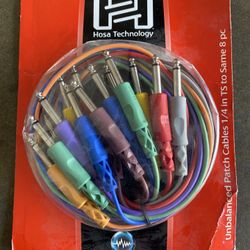 Brand New Hosa CPP890 8 Unbalanced Patch Cables 1/4" TRS 3 Feet