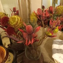 Exotica Flowers And. Glass. Vase