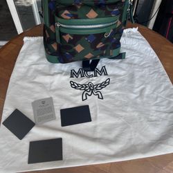 Authentic MCM Stark Mini Backpack – Limited Edition Camo/Green – W/ Dust Bag + Tags