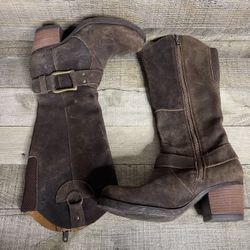 Born Leather Riding Boots Womens Size 4 Brown Distressed