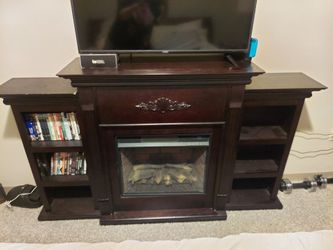 Electric Fireplace with Side Shelves