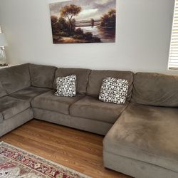 Suede Sectional Couch/Sofa
