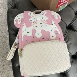 Disney Minnie Mouse Strawberry Sundae Mini Backpack Loungefly NWT Sweet Treats