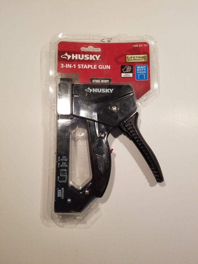 Husky 3-in-1 Staple Gun (18ga Brads and T-50 Staples)
