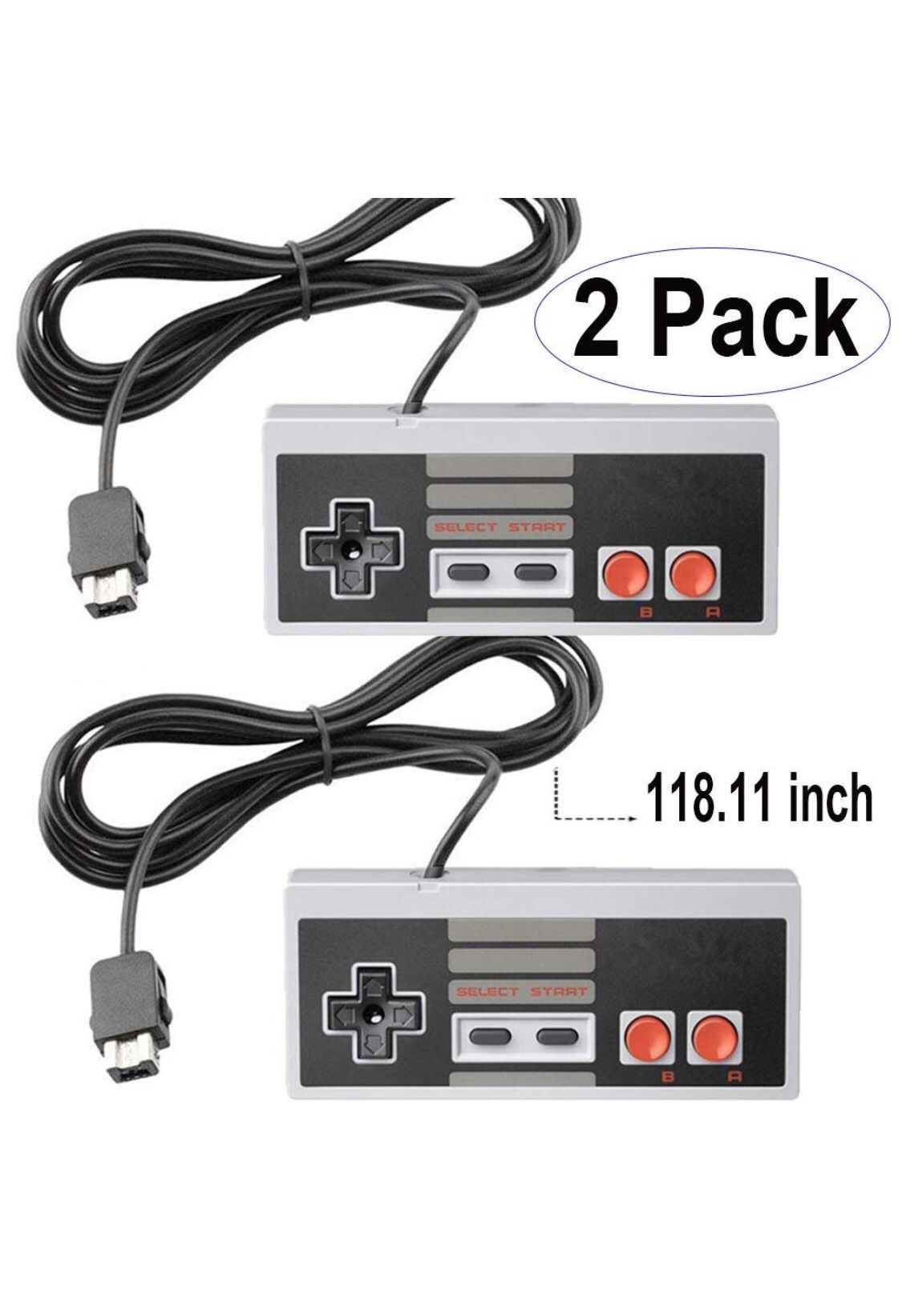 NES Classic Controller with 10FT Cable [2-Pack] for NES Classic Edition MINI,SNES Classic 2017 - Wired Joypad/Gamepad Console