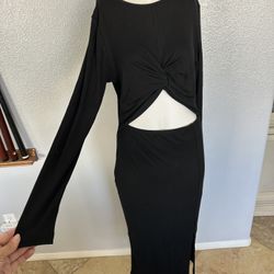 Women's Long Sleeve Cutout Bodycon Dress Sexy Crewneck Twist Knot Size M