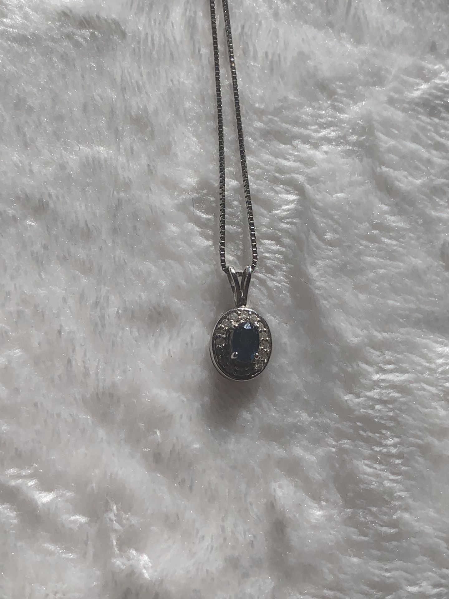 Diamond & Blue Sapphire Pendant Necklace