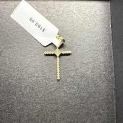 Genuine Moissanite Gold over solid 925K M silver cross pendant